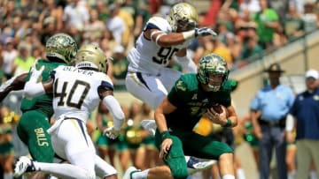 TAMPA, FL - SEPTEMBER 08: Blake Barnett #11 of the South Florida Bulls rushes during a game against the Georgia Tech Yellow Jackets at Raymond James Stadium on September 8, 2018 in Tampa, Florida. (Photo by Mike Ehrmann/Getty Images)