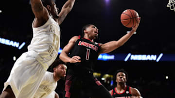 ATLANTA, GEORGIA - JANUARY 19: Christen Cunningham #1 of the Louisville Cardinals goes up for a layup against the Georgia Tech Yellow Jackets at Hank McCamish Pavilion on January 19, 2019 in Atlanta, Georgia. (Photo by Logan Riely/Getty Images)