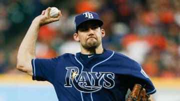 HOUSTON, TX - JUNE 20: Nathan Eovaldi #24 of the Tampa Bay Rays pitches in the first inning against the Houston Astros at Minute Maid Park on June 20, 2018 in Houston, Texas. (Photo by Bob Levey/Getty Images)