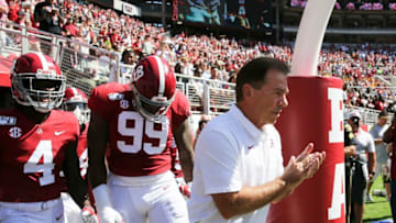 Coach Nick Saban leads the Crimson Tide. (Syndication: Tuscaloosa News/Gary Cosby Jr.)