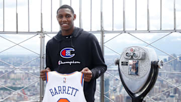 NEW YORK, NEW YORK - JUNE 21: 3rd (Duke) NBA draft pick, RJ Barrett visits the Empire State Building as it hosts New York Knicks NBA draft picks on June 21, 2019 in New York City. (Photo by John Lamparski/Getty Images)