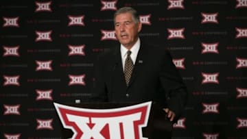 Jul 20, 2015; Dallas, TX, USA; Big 12 commissioner Bob Bowlsby speaks to the media during the Big 12 Media Days at Omni Dallas. Mandatory Credit: Kevin Jairaj-USA TODAY Sports