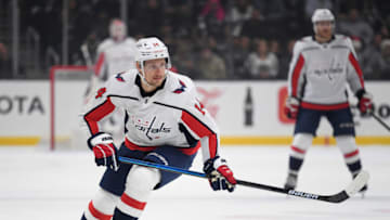 LOS ANGELES, CALIFORNIA - DECEMBER 04: Richard Panik #14 of the Washington Capitals forechecks during a 3-1 win over the Los Angeles Kings at Staples Center on December 04, 2019 in Los Angeles, California. (Photo by Harry How/Getty Images)