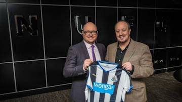 NEWCASTLE UPON TYNE, ENGLAND - MARCH 11: Rafael Benitez (R) poses for photographs with Managing Director Lee Charnley (L) after signing as Newcastle United's new manager at St.James' Park on March 11, 2016, in Newcastle upon Tyne, England. (Photo by Serena Taylor/Newcastle United via Getty Images)