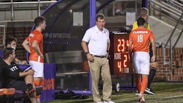 Clemson head coach Mike Noonan during the second half at Historic Riggs Field at Clemson University on Tuesday, September 14, 2021.Clemson Vs Ga Sou Mens Soccer