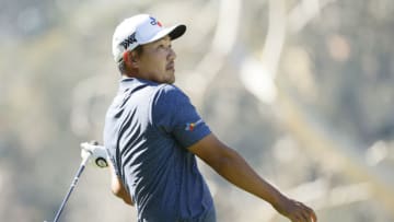 PACIFIC PALISADES, CALIFORNIA - FEBRUARY 19: Sung Kang of Korea plays his shot from the eighth tee during the second round of The Genesis Invitational at Riviera Country Club on February 19, 2021 in Pacific Palisades, California. (Photo by Steph Chambers/Getty Images)