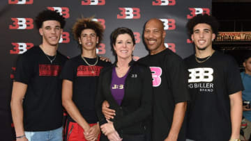 CHINO, CA - SEPTEMBER 02: (L-R) Lonzo Ball, LaMelo Ball, Tina Ball, LaVar Ball and LiAngelo Ball attend Melo Ball's 16th Birthday on September 2, 2017 in Chino, California. (Photo by Joshua Blanchard/Getty Images for Crosswalk Productions )