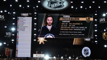 LAS VEGAS, NV - JUNE 21: Chris Thorburn is selected by the Las Vegas Golden Knights during the 2017 NHL Awards and Expansion Draft at T-Mobile Arena on June 21, 2017 in Las Vegas, Nevada. (Photo by Ethan Miller/Getty Images)