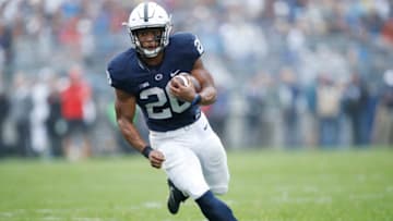 STATE COLLEGE, PA - OCTOBER 08: Saquon Barkley #26 of the Penn State Nittany Lions runs with the ball against the Maryland Terrapins during the game at Beaver Stadium on October 8, 2016 in State College, Pennsylvania. Penn State defeated Maryland 38-14. (Photo by Joe Robbins/Getty Images)