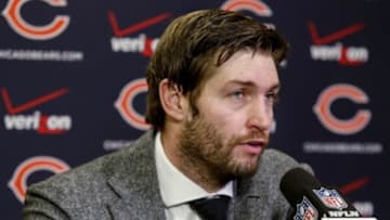 Dec 28, 2014; Minneapolis, MN, USA; Chicago Bears quarterback Jay Cutler (6) looks at the clock in the fourth quarter against the Minnesota Vikings at TCF Bank Stadium. The Minnesota Vikings win 13-9. Mandatory Credit: Brad Rempel-USA TODAY Sports