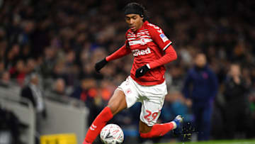 LONDON, ENGLAND - JANUARY 14: Djed Spence of Middlesbrough during the FA Cup Third Round Replay match between Tottenham Hotspur and Middlesbrough at Tottenham Hotspur Stadium on January 14, 2020 in London, England. (Photo by Justin Setterfield/Getty Images)