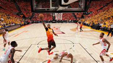 SALT LAKE CITY, UT - MAY 4: Royce O'Neale #23 of the Utah Jazz shoots the ball against the Houston Rockets during Game Three of the Western Conference Semifinals of the 2018 NBA Playoffs on May 4, 2018 at the Vivint Smart Home Arena Salt Lake City, Utah. NOTE TO USER: User expressly acknowledges and agrees that, by downloading and or using this photograph, User is consenting to the terms and conditions of the Getty Images License Agreement. Mandatory Copyright Notice: Copyright 2018 NBAE (Photo by Andrew D. Bernstein/NBAE via Getty Images)