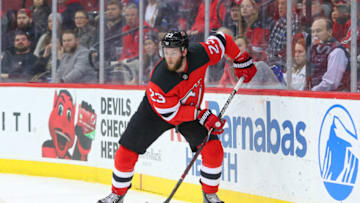 NEWARK, NJ - FEBRUARY 22: New Jersey Devils right wing Stefan Noesen (23) during the first period of the National Hockey League game between the New Jersey Devils and the Minnesota Wild on February 22, 2018, at the Prudential Center in Newark, NJ. (Photo by Rich Graessle/Icon Sportswire via Getty Images)