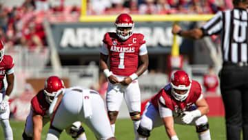 KJ Jefferson, Arkansas football (Photo by Wesley Hitt/Getty Images)