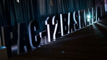 SAN FRANCISCO, CA - OCTOBER 17: A PAC-12 Basketball sign is seen during the PAC-12 Men's Basketball Media Day on October 17, 2013 in San Francisco, California. (Photo by Stephen Lam/Getty Images)