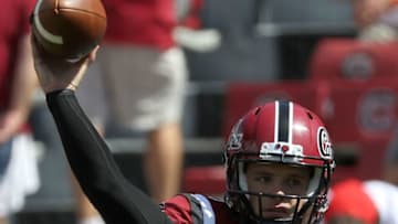 COLUMBIA, SC - SEPTEMBER 08: Jake Bentley #19 of the South Carolina Gamecocks warms up before their game against the Georgia Bulldogs at Williams-Brice Stadium on September 8, 2018 in Columbia, South Carolina. (Photo by Streeter Lecka/Getty Images)