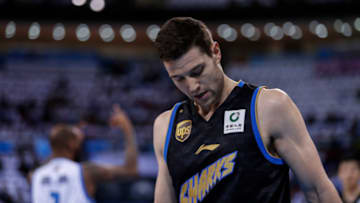 BEIJING, CHINA - MARCH 16: Jimmer Fredette #32 of Shanghai Sharks in action during Chinese Basketball Association (CBA) League 2018/2019 Beijing Ducks v Shanghai Sharks - 2018/2019 CBA League at Cadillac Center on March 16, 2019 in Beijing, China. (Photo by Fred Lee/Getty Images)