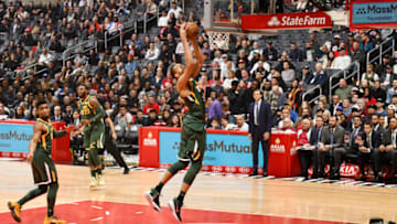 LOS ANGELES, CA - JANUARY 16: Rudy Gobert #27 of the Utah Jazz dunks the ball against the LA Clippers on January 16, 2019 at STAPLES Center in Los Angeles, California. Copyright 2019 NBAE (Photo by Andrew D. Bernstein/NBAE via Getty Images)