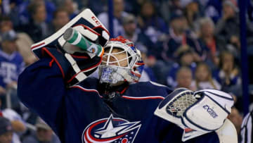COLUMBUS, OH - DECEMBER 28: Sergei Bobrovsky #72 of the Columbus Blue Jackets takes a drink of water during the game against the Toronto Maple Leafs on December 28, 2018 at Nationwide Arena in Columbus, Ohio. Toronto defeated Columbus 4-2. (Photo by Kirk Irwin/Getty Images)