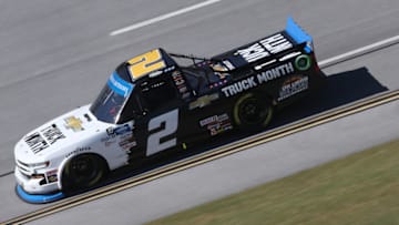 TALLADEGA, ALABAMA - OCTOBER 03: Sheldon Creed, driver of the #2 Chevy Truck Month Chevrolet, drives during the NASCAR Gander RV & Outdoors Truck Series Chevy Silverado 250 at Talladega Superspeedway on October 03, 2020 in Talladega, Alabama. (Photo by Chris Graythen/Getty Images)