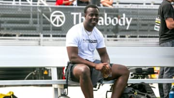 Mar 5, 2021; Fort Lauderdale, Florida, USA; Clemson Tigers running back Travis Etienne Jr. attends the House of Athlete Scouting Combine for athletes preparing to enter the 2021 NFL draft at Inter Miami Stadium Mandatory Credit: Sam Navarro-USA TODAY Sports