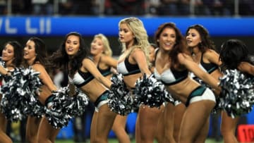 MINNEAPOLIS, MN - FEBRUARY 04: The Philadelphia Eagles cheerleaders perform during Super Bowl LII against the New England Patriots at U.S. Bank Stadium on February 4, 2018 in Minneapolis, Minnesota. (Photo by Mike Ehrmann/Getty Images)