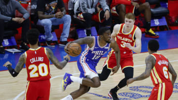 PHILADELPHIA, PENNSYLVANIA - JUNE 08: Shake Milton of the Philadelphia 76ers drives to the basket during the fourth quarter against the Atlanta Hawks (Photo by Tim Nwachukwu/Getty Images)