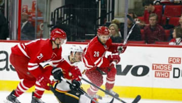 Nov 10, 2014; Raleigh, NC, USA; Calgary Flames forward Lance Bouma (17) can