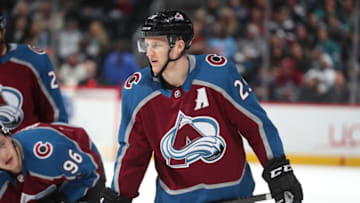 DENVER, CO - JANUARY 2: Nathan MacKinnon #29 of the Colorado Avalanche skates against the San Jose Sharks at the Pepsi Center on January 2, 2019 in Denver, Colorado. The Sharks defeated the Avalanche 5-4. (Photo by Michael Martin/NHLI via Getty Images)