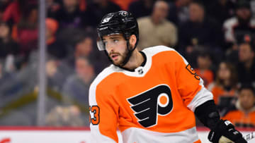 PHILADELPHIA, PA - FEBRUARY 06: Philadelphia Flyers Defenceman Shayne Gostisbehere (53) looks on between plays in the first period during the game between the New Jersey Devils and Philadelphia Flyers on February 06, 2020 at Wells Fargo Center in Philadelphia, PA. (Photo by Kyle Ross/Icon Sportswire via Getty Images)
