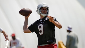 TEMPE, AZ - MAY 23: Arizona Cardinals quarterback Sam Bradford (9) throws a pass during the Arizona Cardinals OTA on May 23, 2018 at the Arizona Cardinals Training Facility in Tempe, Arizona. (Photo by Kevin Abele/Icon Sportswire via Getty Images)