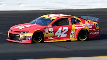 LOUDON, NEW HAMPSHIRE - JULY 19: Kyle Larson, driver of the #42 McDonald's Chevrolet, qualifies for the Monster Energy NASCAR Cup Series Foxwoods Resort Casino 301 at New Hampshire Motor Speedway on July 19, 2019 in Loudon, New Hampshire. (Photo by Jared C. Tilton/Getty Images)