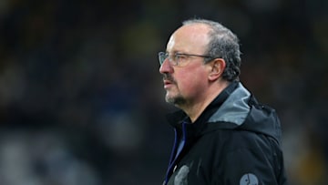 HULL, ENGLAND - JANUARY 08: Rafael Benitez the manager of Everton looks on during the Emirates FA Cup Third Round match between Hull City and Everton at MKM Stadium on January 08, 2022 in Hull, England. (Photo by Alex Livesey/Getty Images)