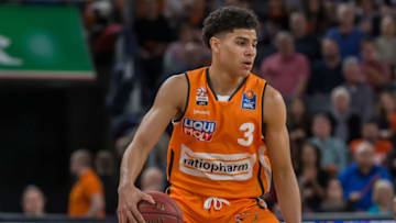 ULM, GERMANY - MARCH 08: (BILD ZEITUNG OUT) Killian Hayes of Ratiopharm Ulm controls the Ball during the EasyCredit Basketball Bundesliga (BBL) match between Ratiopharm Ulm and MHP Riesen Ludwigsburg at ratiopharm Arena on March 8, 2020 in Ulm, Germany. (Photo by Harry Langer/DeFodi Images via Getty Images)
