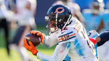 NASHVILLE, TENNESSEE - NOVEMBER 08: Allen Robinson II #12 of the Chicago Bears catches a pass during a game against the Tennessee Titans at Nissan Stadium on November 08, 2020 in Nashville, Tennessee. The Titans defeated the Bears 24-17. (Photo by Wesley Hitt/Getty Images)