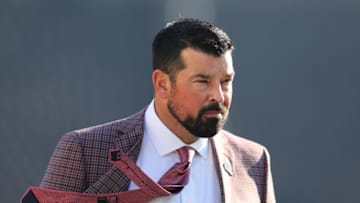 SOUTH BEND, INDIANA - SEPTEMBER 23: Head coach Ryan Day of the Ohio State Buckeyes looks on prior to the game against the Notre Dame Fighting Irish at Notre Dame Stadium on September 23, 2023 in South Bend, Indiana. (Photo by Michael Reaves/Getty Images)