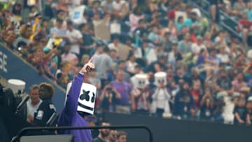 NEW YORK, NEW YORK - JULY 28: DJ Marshmello performs at the Fortnite World Cup Finals - Final Round at Arthur Ashe Stadium on July 28, 2019 in New York City. (Photo by Mike Stobe/Getty Images)