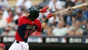 Jul 13, 2014; Minneapolis, MN, USA; USA designated hitter Joey Gallo flies out in the 8th inning during the All Star Futures Game at Target Field. Mandatory Credit: Jerry Lai-USA TODAY Sports