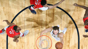 NEW ORLEANS, LA - MARCH 21: Bojan Bogdanovic #44 of the Indiana Pacers goes to the basket against the New Orleans Pelicans on March 21, 2018 at Smoothie King Center in New Orleans, Louisiana. NOTE TO USER: User expressly acknowledges and agrees that, by downloading and/or using this photograph, user is consenting to the terms and conditions of the Getty Images License Agreement. Mandatory Copyright Notice: Copyright 2018 NBAE (Photo by Layne Murdoch/NBAE via Getty Images)