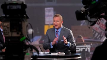 Kirk Herbstreit of ESPN's 'College GameDay' speaks during the broadcast at the University of Cincinnati for the first time before the Bearcats face the University of Tulsa game, Saturday, Nov. 6, 2021.Uc Vs Tulsa College Gameday 03156 Fb 11 06 21