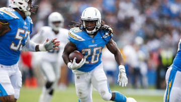 CARSON, CA - OCTOBER 07: Running back Melvin Gordon #28 of the Los Angeles Chargers makes a 34 yard run in the second quarter against the Oakland Raiders at StubHub Center on October 7, 2018 in Carson, California. (Photo by Sean M. Haffey/Getty Images)