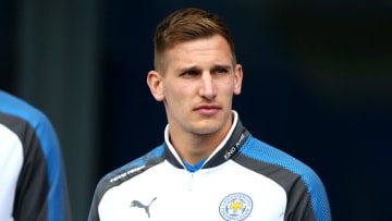 BRIGHTON, ENGLAND - MARCH 31: Marc Albrighton of Leicester City looks on prior to the Premier League match between Brighton and Hove Albion and Leicester City at Amex Stadium on March 31, 2018 in Brighton, England. (Photo by Steve Bardens/Getty Images)