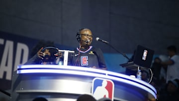 CHARLOTTE, NC - FEBRUARY 16: DJ Dense of the Los Angeles Clippers plays music during the 2019 NBA All-Star Practice & Media Day presented by AT&T on February 16, 2019 at Bojangles Coliseum in Charlotte, North Carolina. NOTE TO USER: User expressly acknowledges and agrees that, by downloading and or using this photograph, User is consenting to the terms and conditions of the Getty Images License Agreement. Mandatory Copyright Notice: Copyright 2019 NBAE (Photo by Michelle Farsi/NBAE via Getty Images)