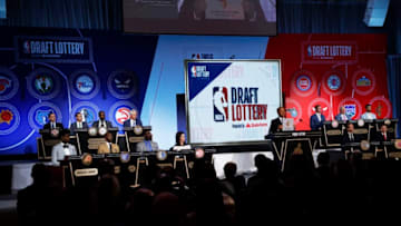 CHICAGO - MAY 15: NBA Deputy Commissioner, Mark Tatum awards the Cleveland Cavaliers the number eight pick in the 2018 NBA Draft during the 2018 NBA Draft Lottery at the Palmer House Hotel on May 15, 2018 in Chicago Illinois. NOTE TO USER: User expressly acknowledges and agrees that, by downloading and/or using this photograph, user is consenting to the terms and conditions of the Getty Images License Agreement. Mandatory Copyright Notice: Copyright 2018 NBAE (Photo by Jeff Haynes/NBAE via Getty Images)