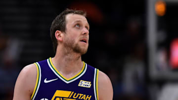 SALT LAKE CITY, UT - NOVEMBER 26: Joe Ingles #2 of the Utah Jazz looks on in the second half of a NBA game against the Utah Jazz at Vivint Smart Home Arena on November 26, 2018 in Salt Lake City, Utah. NOTE TO USER: User expressly acknowledges and agrees that, by downloading and or using this photograph, User is consenting to the terms and conditions of the Getty Images License Agreement. (Photo by Gene Sweeney Jr./Getty Images)