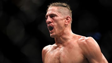 JACKSONVILLE, FL - MAY 09: Niko Price of the United States reacts in his Welterweight fight against Vicente Luque (not pictured) of the United States during UFC 249 at VyStar Veterans Memorial Arena on May 9, 2020 in Jacksonville, Florida. (Photo by Douglas P. DeFelice/Getty Images)