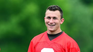 Jun 12, 2014; Berea, OH, USA; Cleveland Browns quarterback Johnny Manziel (2) during minicamp at Browns training facility. Mandatory Credit: Andrew Weber-USA TODAY Sports