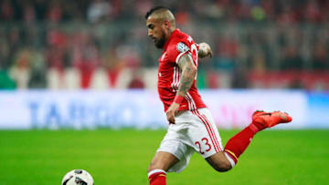 MUNICH, GERMANY - FEBRUARY 07: Arturo Vidal of Bayern Muenchen in action during the DFB Cup Round Of 16 match between Bayern Muenchen and VfL Wolfsburg at Allianz Arena on February 7, 2017 in Munich, Germany. (Photo by Adam Pretty/Bongarts/Getty Images)