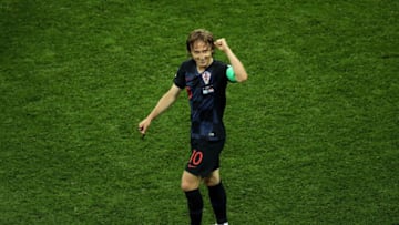 NIZHNY NOVGOROD, RUSSIA - JUNE 21: Luka Modric of Croatia celebrates after scoring his team's second goal during the 2018 FIFA World Cup Russia group D match between Argentina and Croatia at Nizhny Novgorod Stadium on June 21, 2018 in Nizhny Novgorod, Russia. (Photo by Clive Mason/Getty Images)