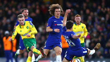 LONDON, ENGLAND - JANUARY 17: James Maddison of Norwich City shoots on goal during The Emirates FA Cup Third Round Replay between Chelsea and Norwich City at Stamford Bridge on January 17, 2018 in London, England. (Photo by Clive Rose/Getty Images)